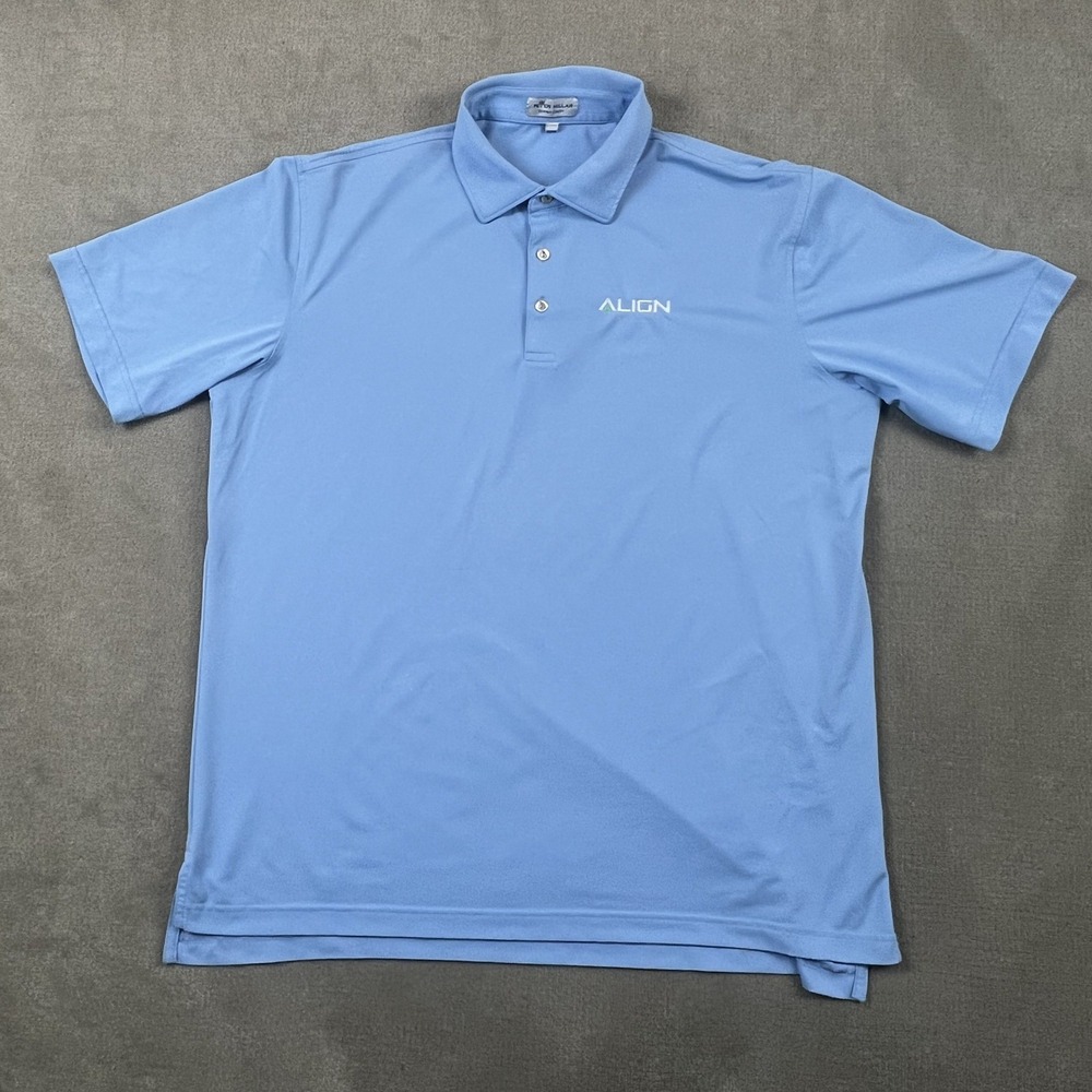 Peter Millar Polo Shirt Mens Large L Blue Summer Comfort Align Golf Performance